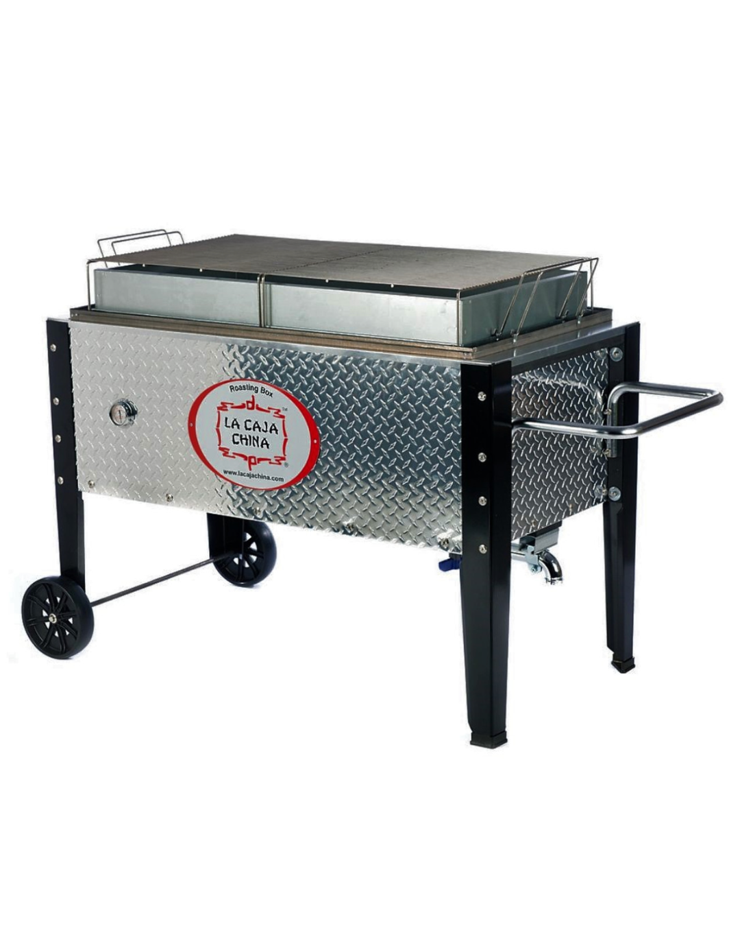 La Caja China SP-300 Diamond Plate Roasting Box for whole pigs, lamb, or turkey - 100 lb capacity charcoal grill
